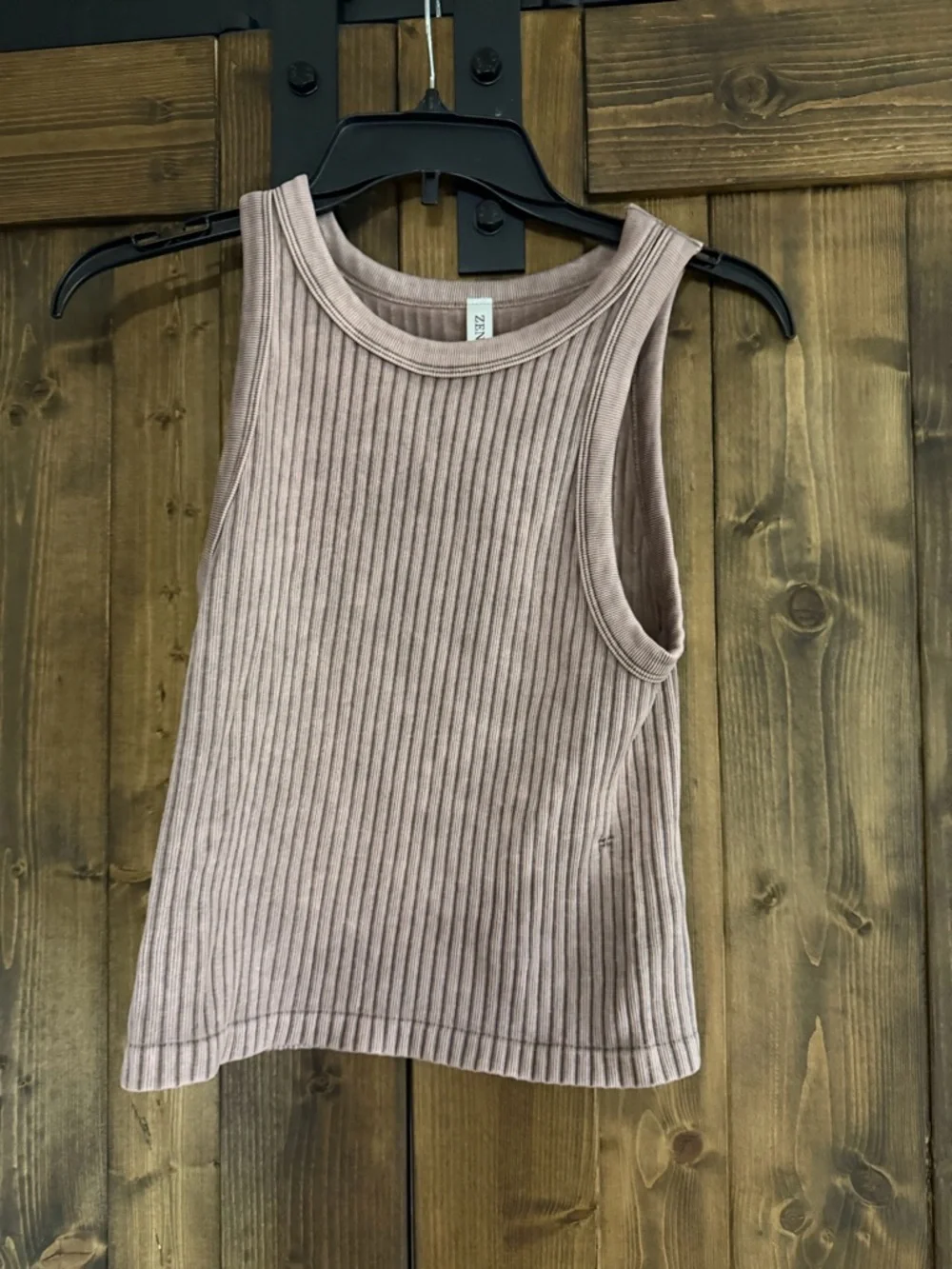 Zenana Outfitters Ribbed Scoop Neck Tank in Taupe - Picture 2 of 4